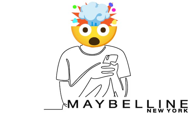 A simple line drawing of a man looking at a smartphone. The head exploding emoji has been photoshopped over the man's head.