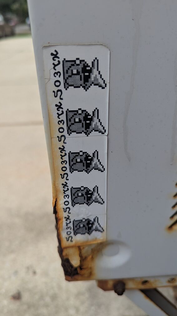 A sticker with a repeating row of the greyscale Final Fantasy wizard sprite. click for full resolution.