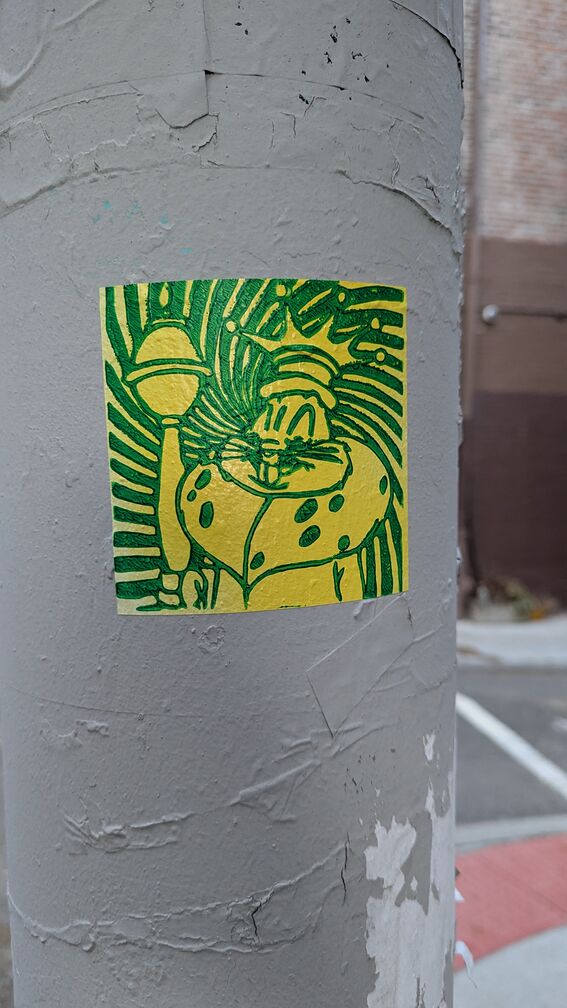 The bugs bunny as a king meme, drawn in colorful green and yellow click for full resolution.
